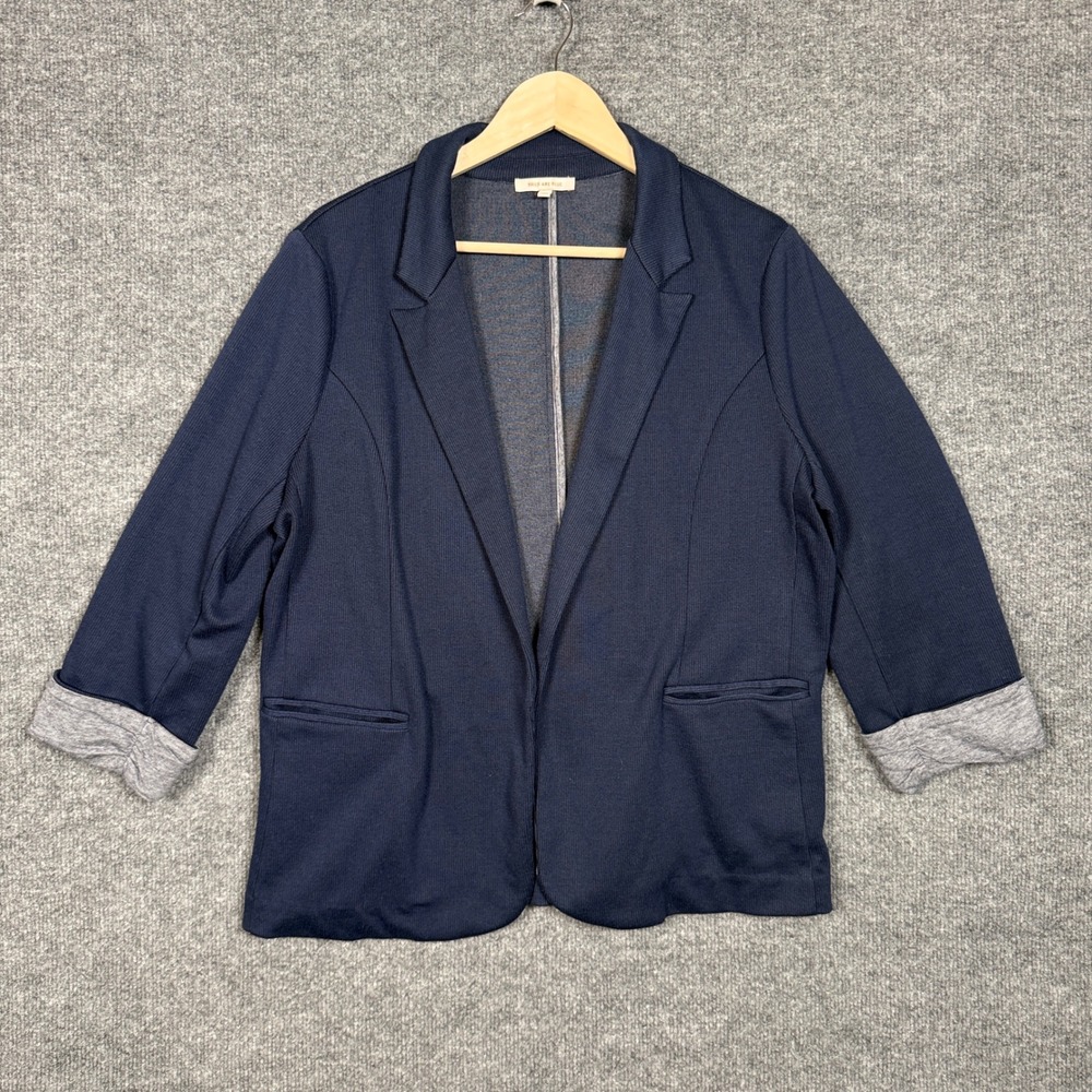 Skies Are Blue Size XXL Blazer Navy White Single Breasted Office Career Layers